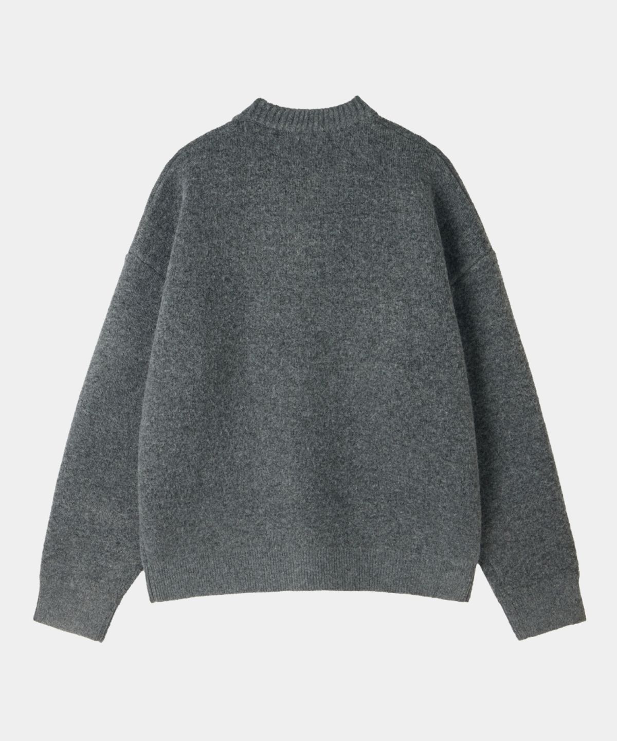 메종미네드(MAISON MINED) SCRIPT TYPE ROUND NECK CARDIGAN MELANGE GRAY