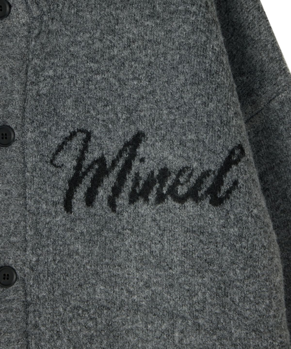 메종미네드(MAISON MINED) SCRIPT TYPE ROUND NECK CARDIGAN MELANGE GRAY