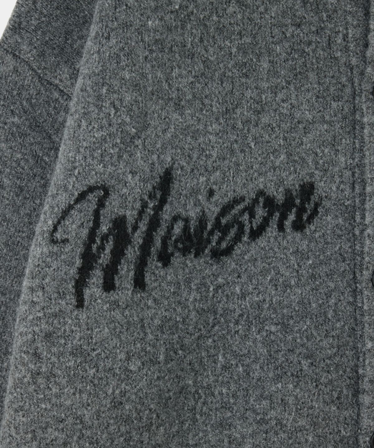 메종미네드(MAISON MINED) SCRIPT TYPE ROUND NECK CARDIGAN MELANGE GRAY