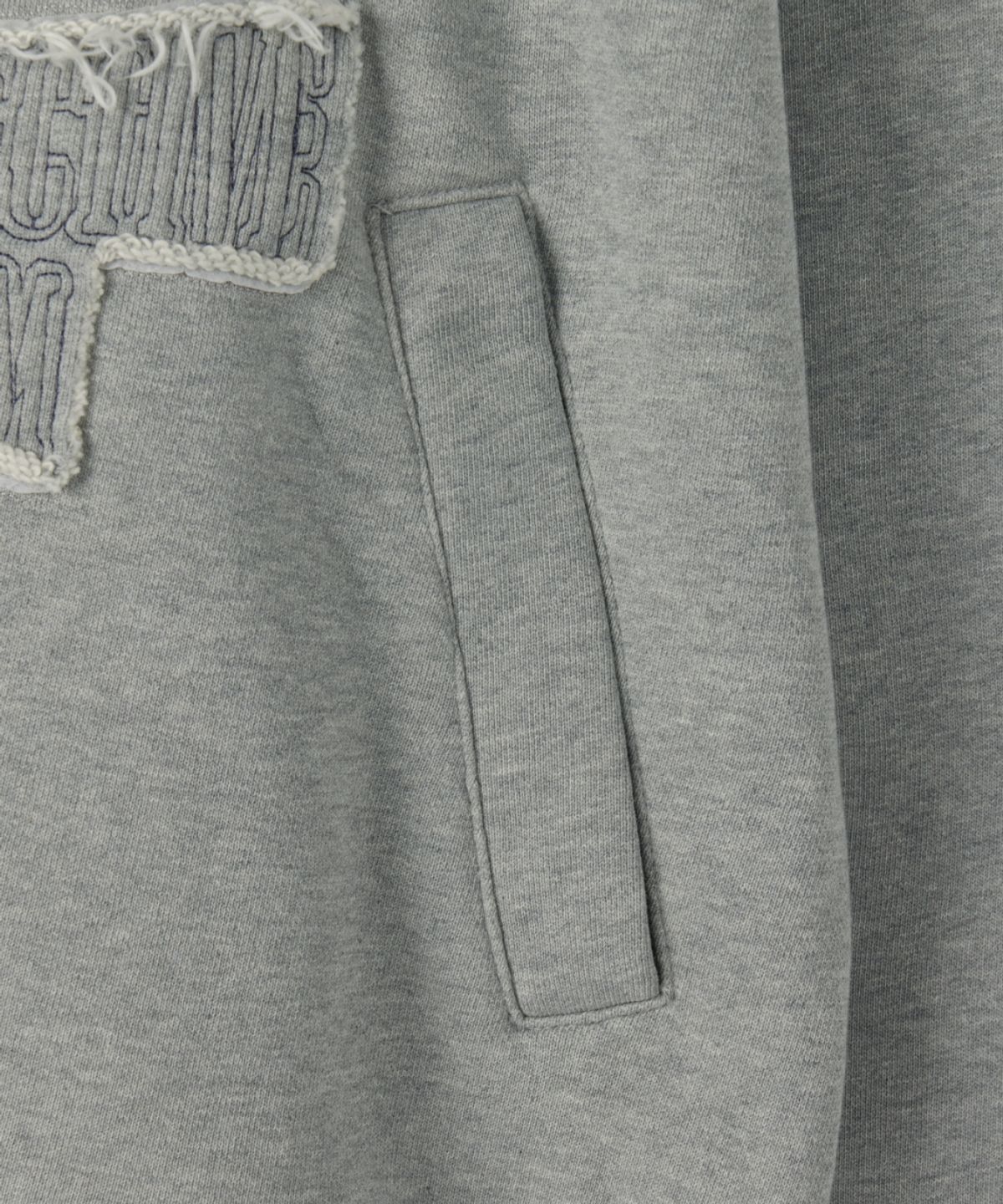 메종미네드(MAISON MINED) DOODLE HEART APPLIQUE HOOD ZIP UP MELANGE GRAY