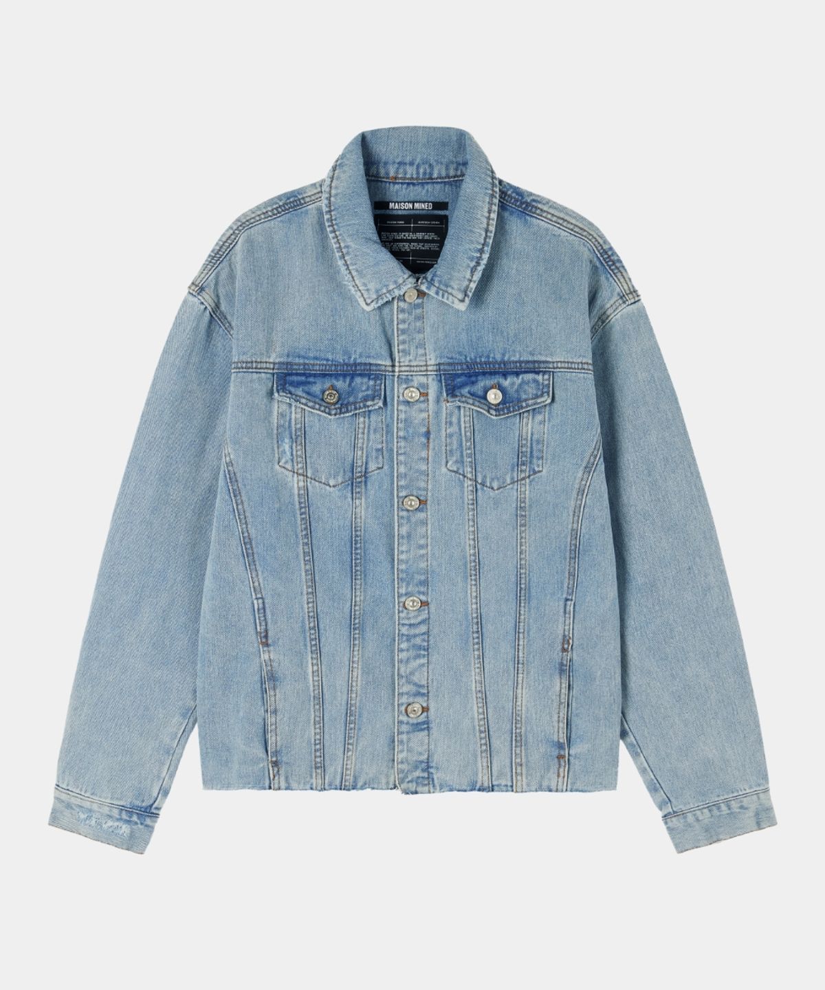 메종미네드(MAISON MINED) CUT OUT DENIM TRUCKER JACKET LIGHT BLUE