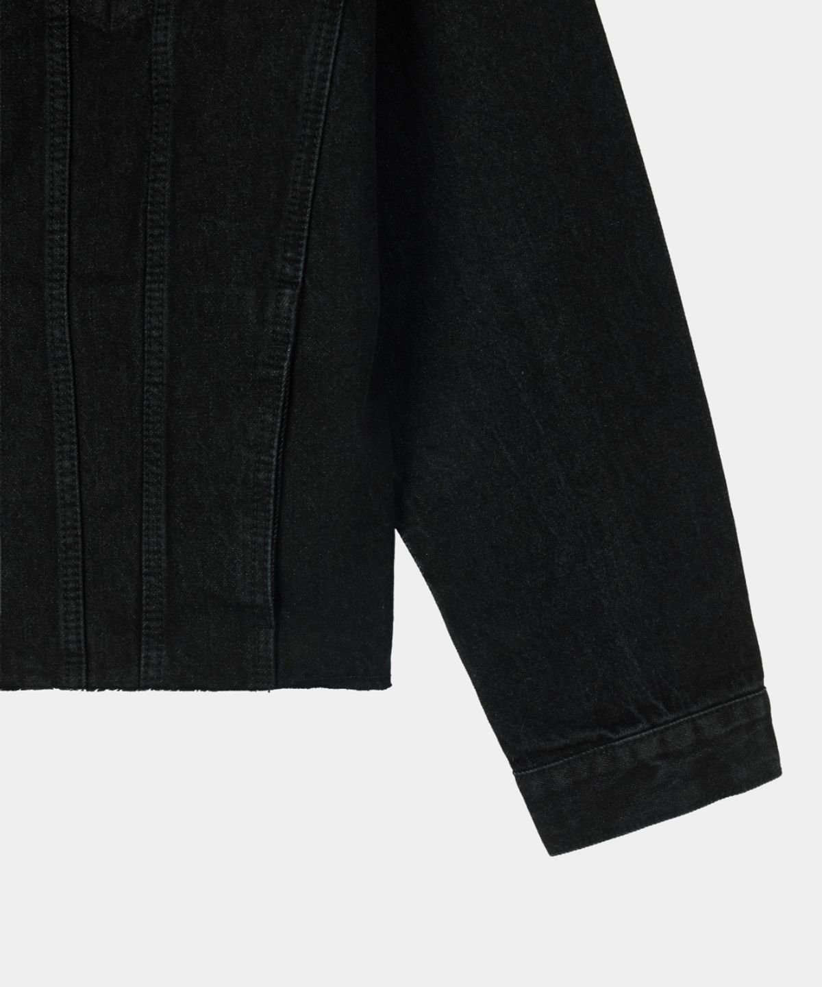 메종미네드(MAISON MINED) CUT OUT DENIM TRUCKER JACKET BLACK