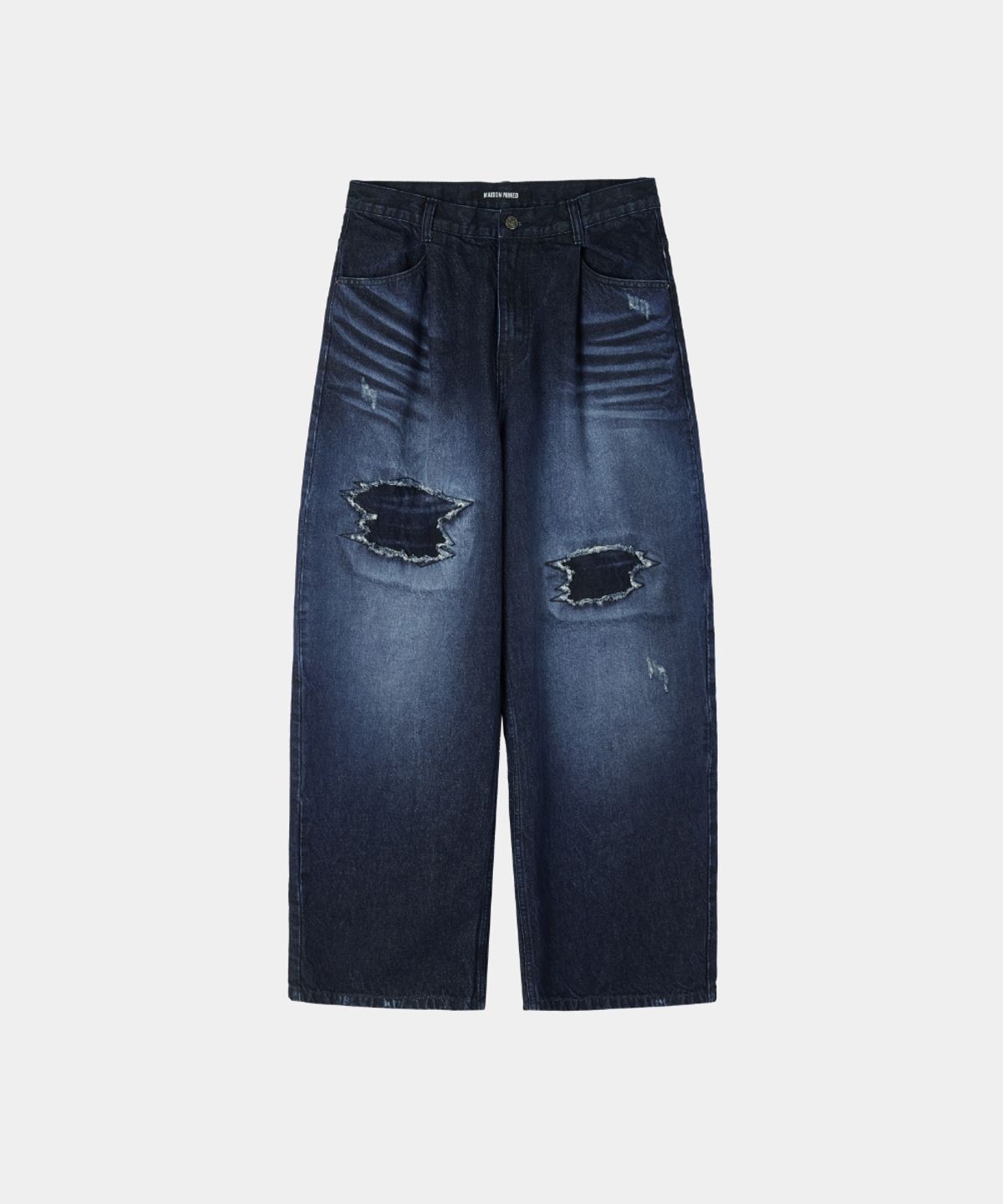 메종미네드(MAISON MINED) DESTROYED WASHING DENIM PANTS MID BLUE