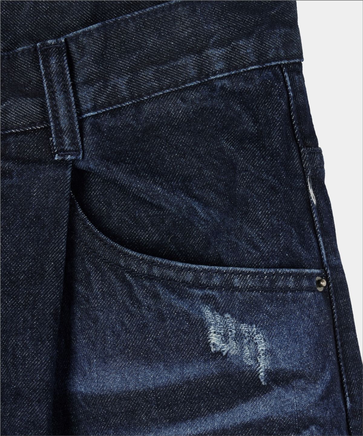 메종미네드(MAISON MINED) DESTROYED WASHING DENIM PANTS MID BLUE