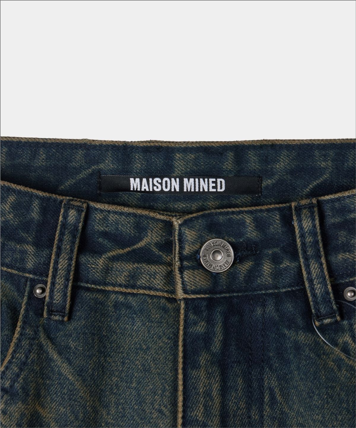 메종미네드(MAISON MINED) FRONT LINE WASHED DENIM PANTS BROWN
