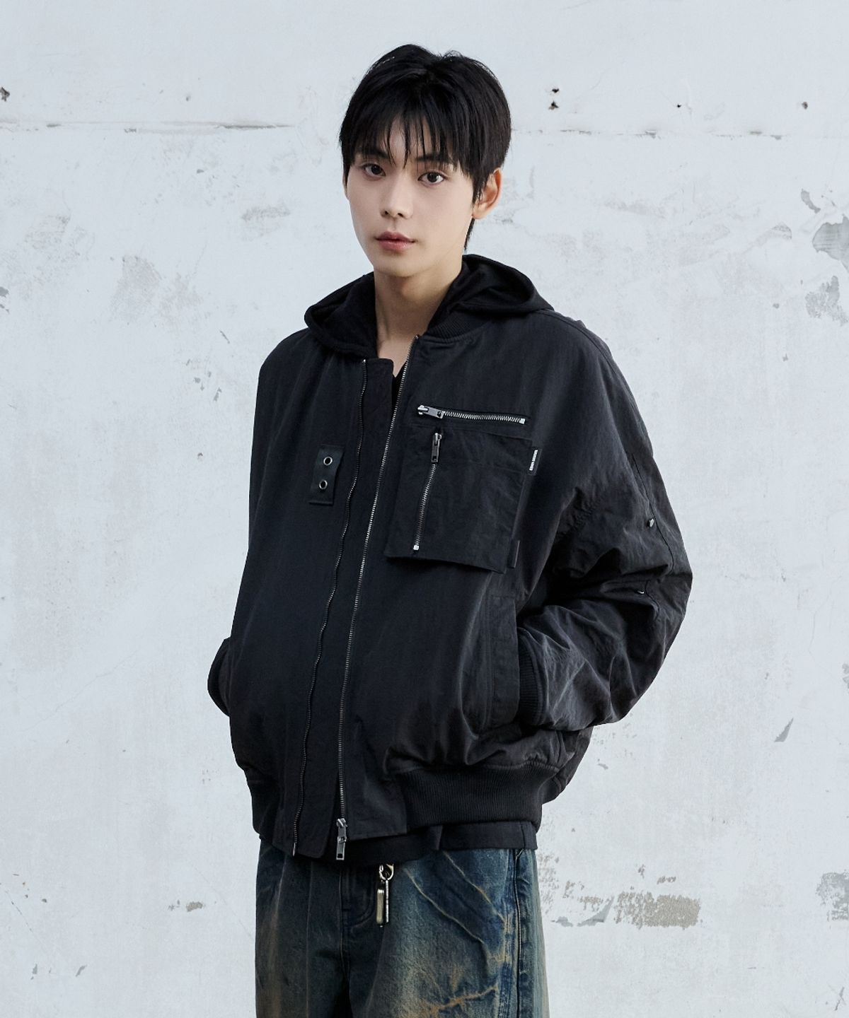 메종미네드(MAISON MINED) DETACHABLE POCKET MA-1 BLACK