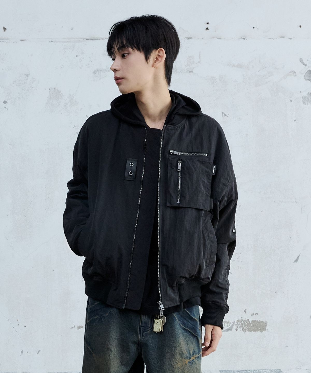 메종미네드(MAISON MINED) DETACHABLE POCKET MA-1 BLACK