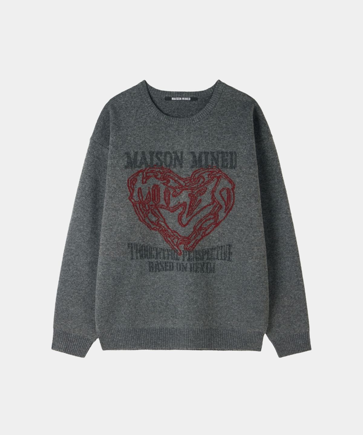 메종미네드(MAISON MINED) DOODLE HEART KNIT CHARCOAL