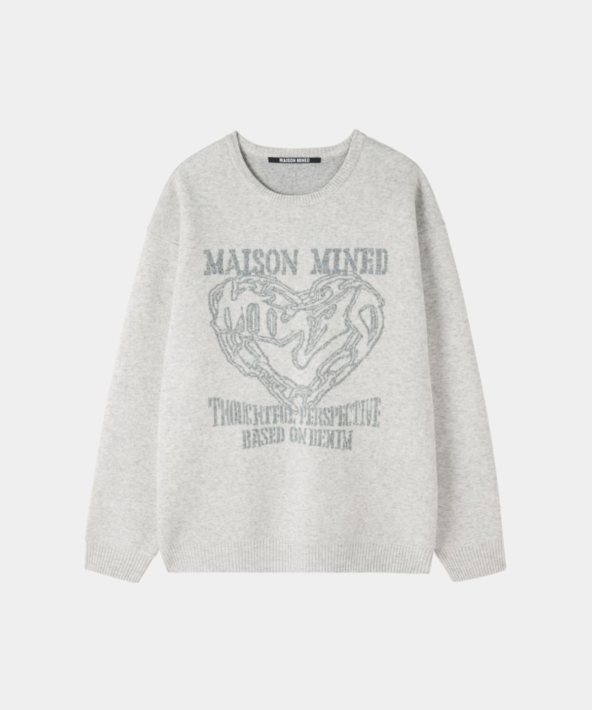 메종미네드(MAISON MINED) DOODLE HEART KNIT MELANGE GRAY