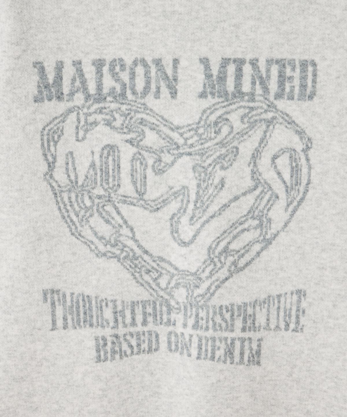 메종미네드(MAISON MINED) DOODLE HEART KNIT MELANGE GRAY