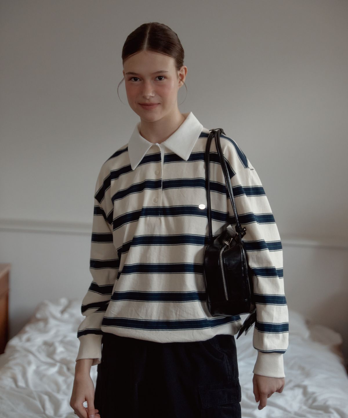 아노에틱(ANOETIC) WIDE STRIPE STRING RUGBY SWEATSHIRTS_IVORY