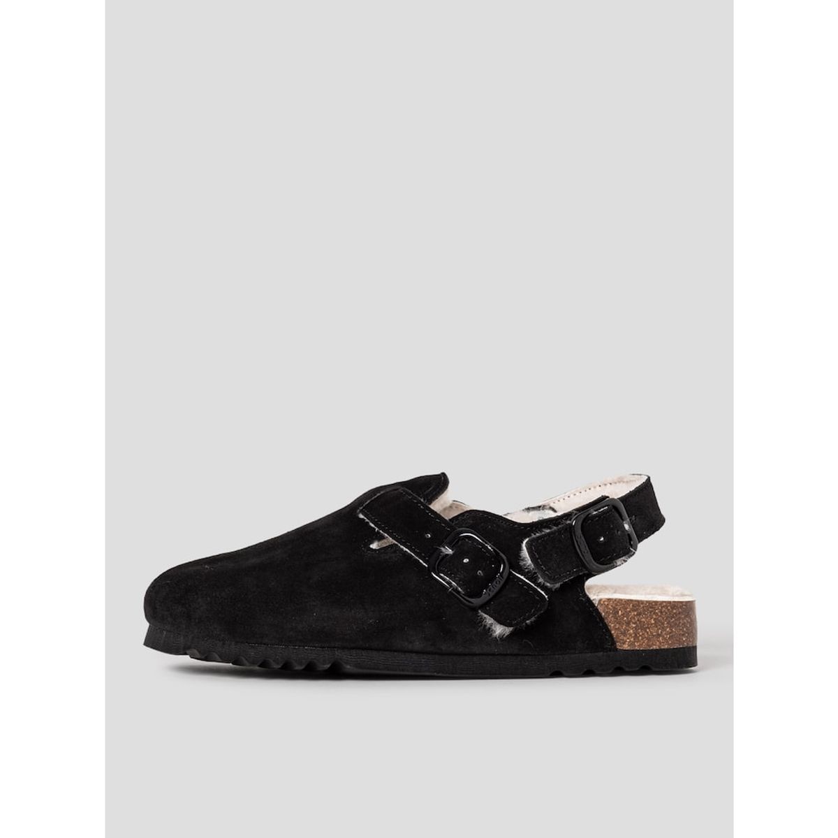 숄(SCHOLL) (WOMEN) 스웨이드 퍼 크로그 샌들  블랙 (HH59K2C765)