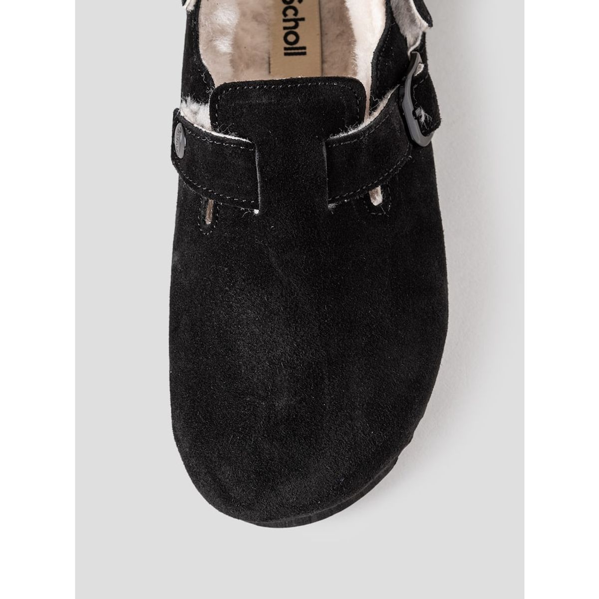 숄(SCHOLL) (WOMEN) 스웨이드 퍼 크로그 샌들  블랙 (HH59K2C765)