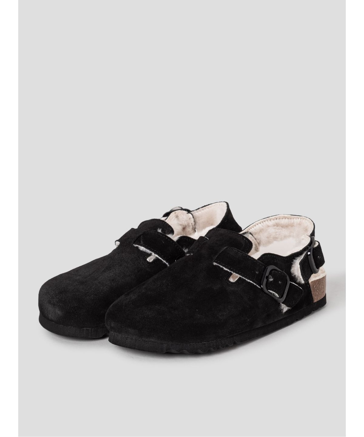 숄(SCHOLL) (WOMEN) 스웨이드 퍼 크로그 샌들  블랙 (HH59K2C765)