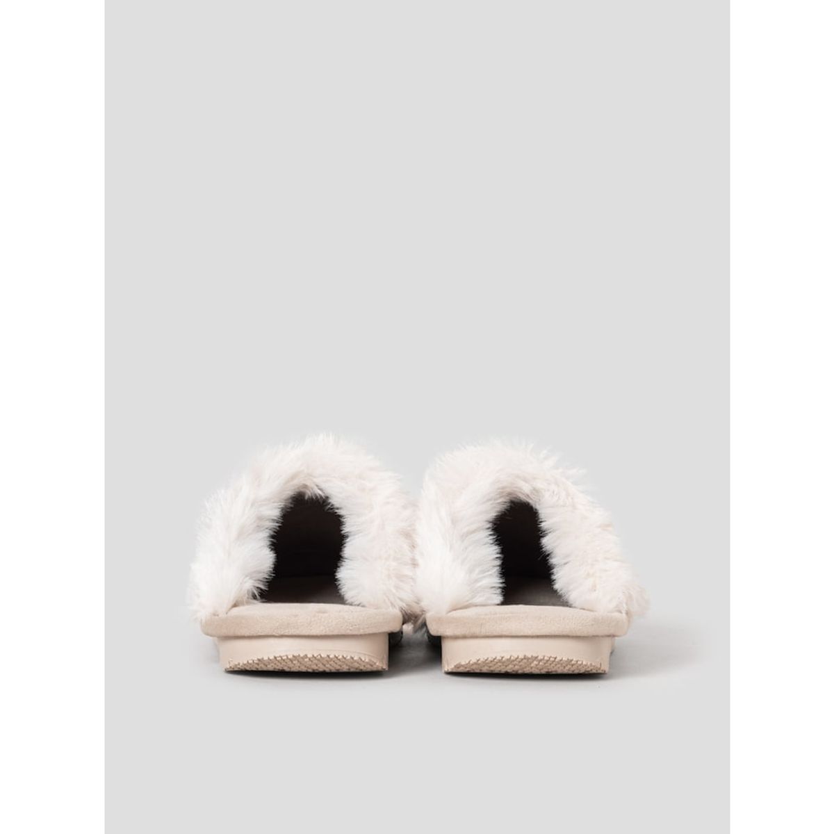 숄(SCHOLL) (WOMEN) 스웨이드 퍼 슬라이드  베이지 (HH59K2F73A)