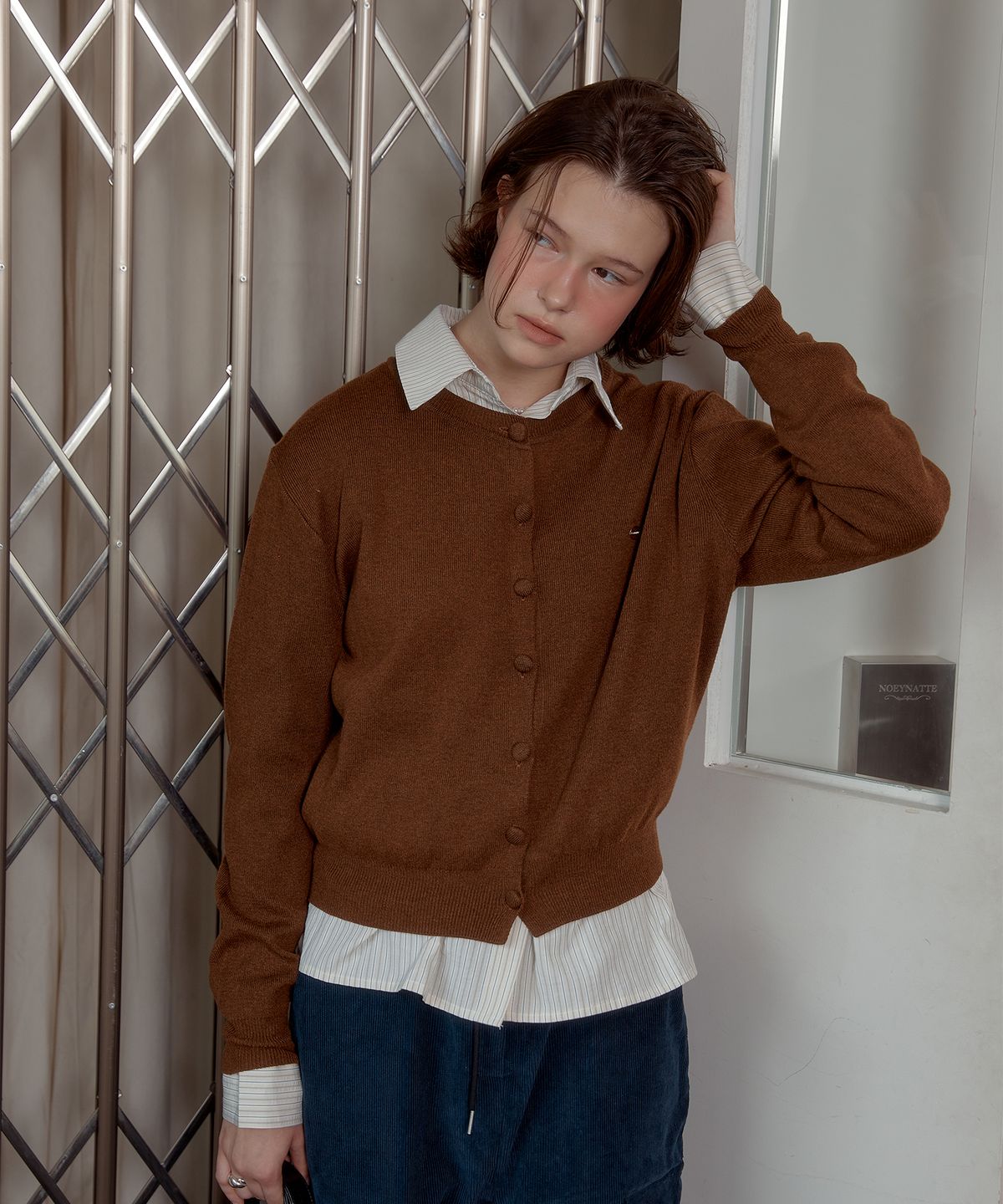 아노에틱(ANOETIC) ANC BASIC ROUND CARDIGAN_BROWN