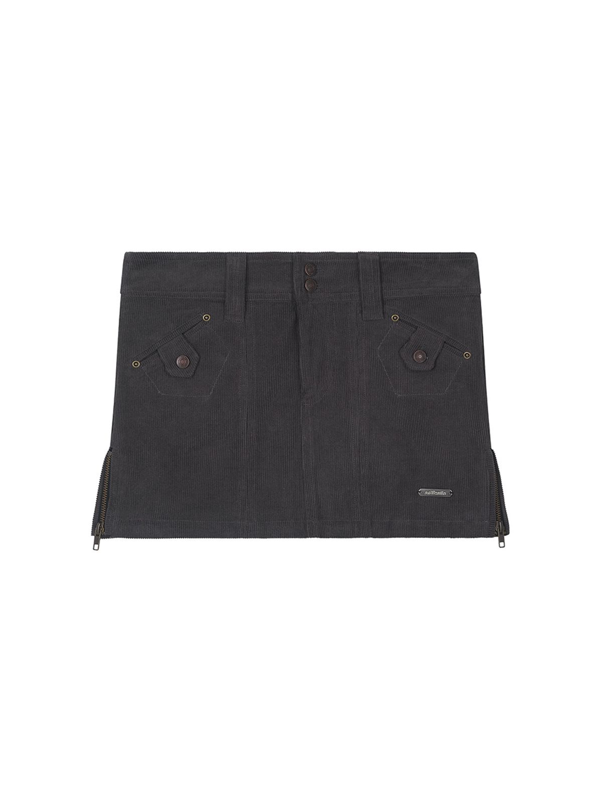 에즈이프 캘리(ASIF CALIE) SIDE ZIP CORDUROY LOW SKIRT CHARCOAL
