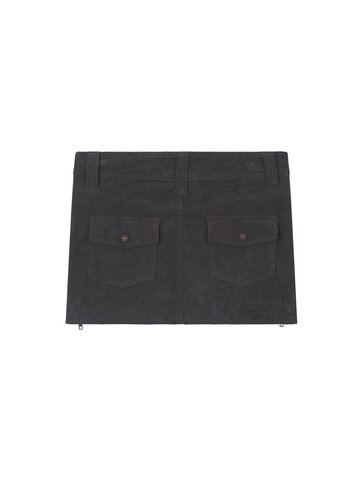 에즈이프 캘리(ASIF CALIE) SIDE ZIP CORDUROY LOW SKIRT CHARCOAL