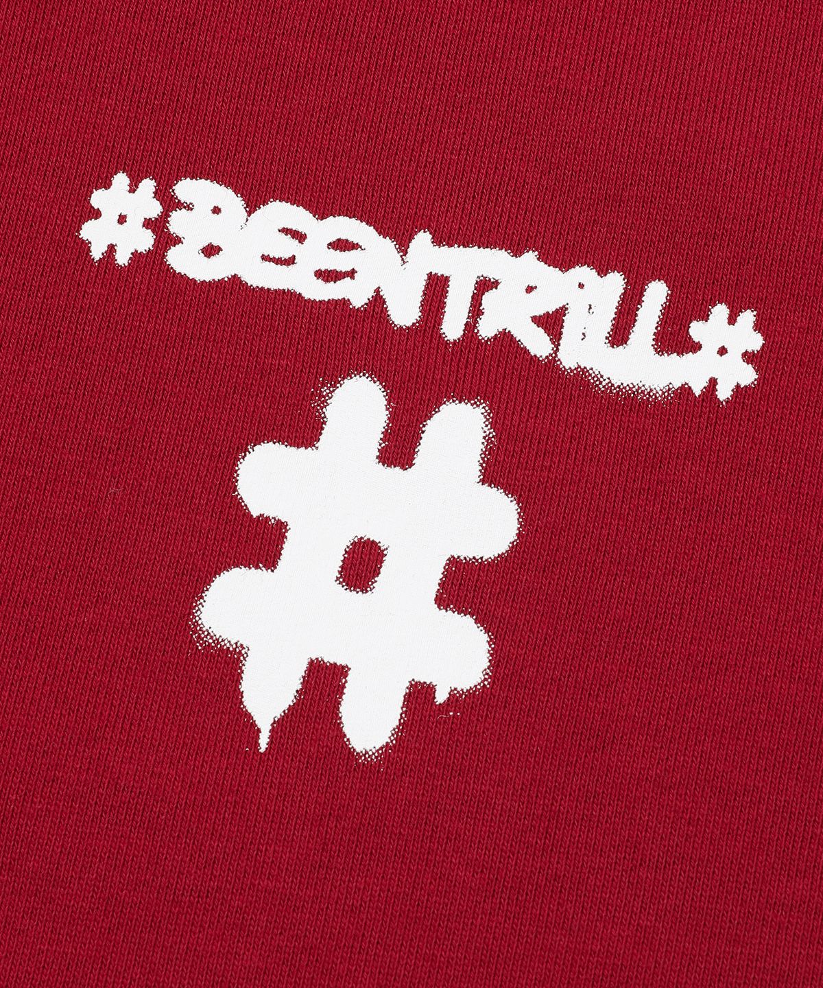빈트릴(BEENTRILL) 스프레이 해시태그 후드(다크 레드)