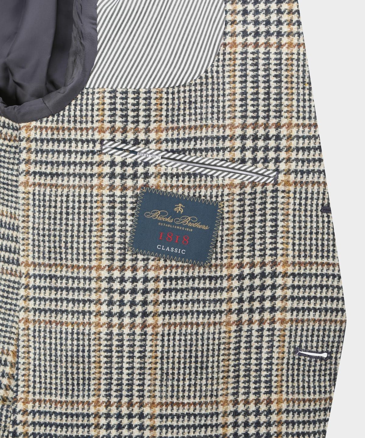 브룩스 브라더스(BROOKS BROTHERS) 이태리 디프라이 트위드 체크 재킷 (베이지) (BBJSMMF404)