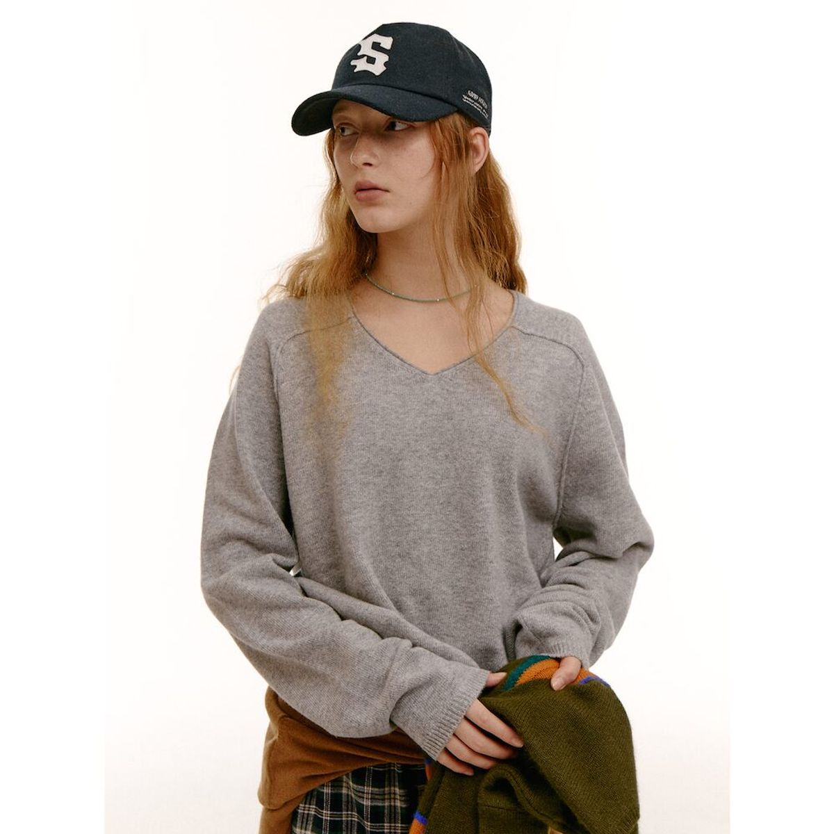 샌드 사운드(SAND SOUND) (UNISEX) 울혼방 뉴핏 아플리케 볼캡  네이비