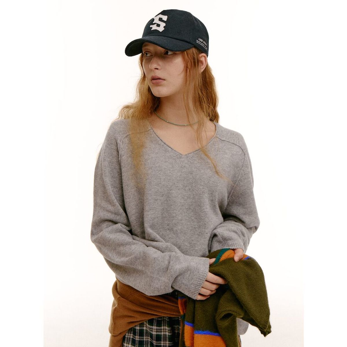 샌드 사운드(SAND SOUND) (UNISEX) 울혼방 뉴핏 아플리케 볼캡  네이비