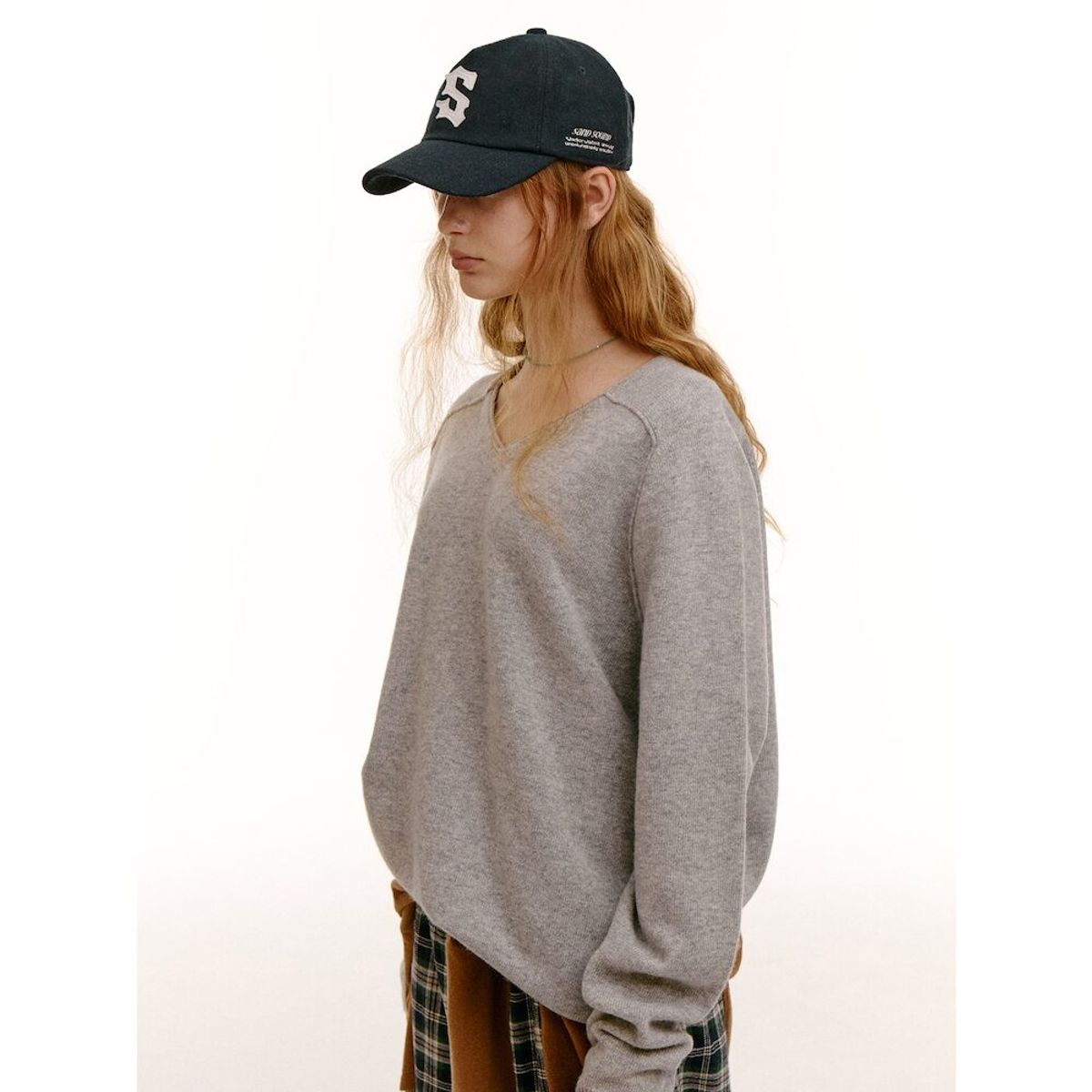 샌드 사운드(SAND SOUND) (UNISEX) 울혼방 뉴핏 아플리케 볼캡  네이비