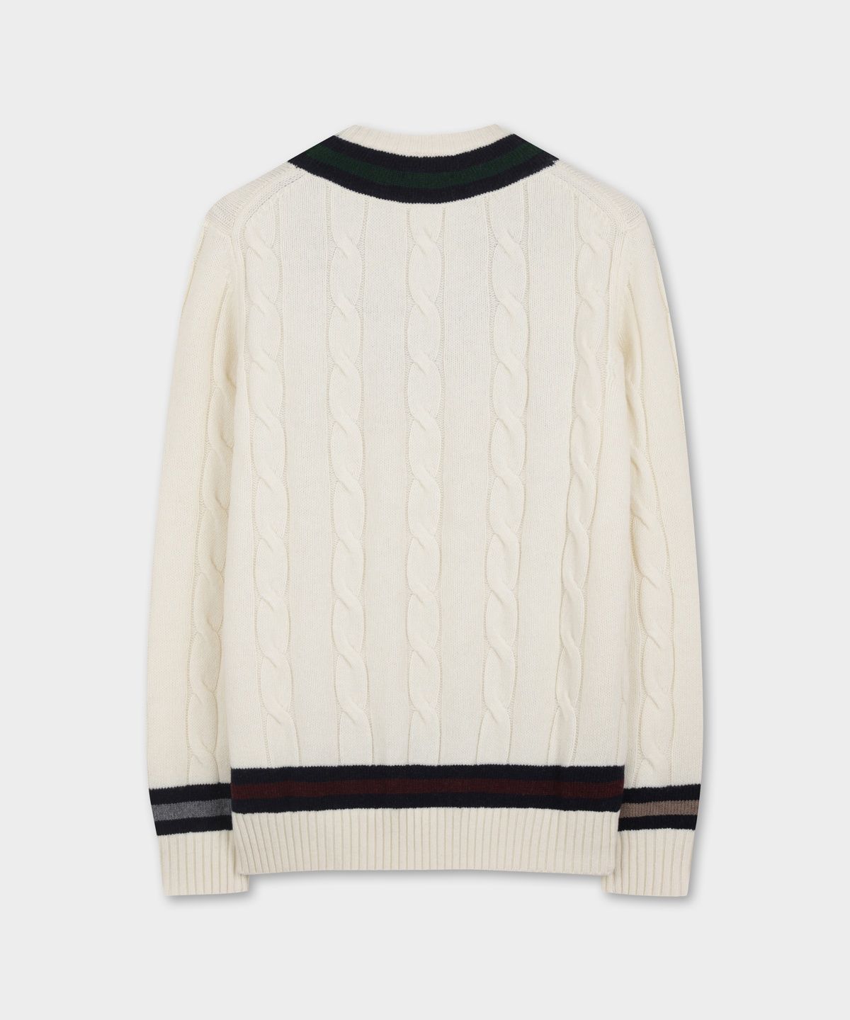 브룩스 브라더스(BROOKS BROTHERS) 울 테니스 케이블 브이넥 스웨터 (아이보리) (BBWNMFF402)