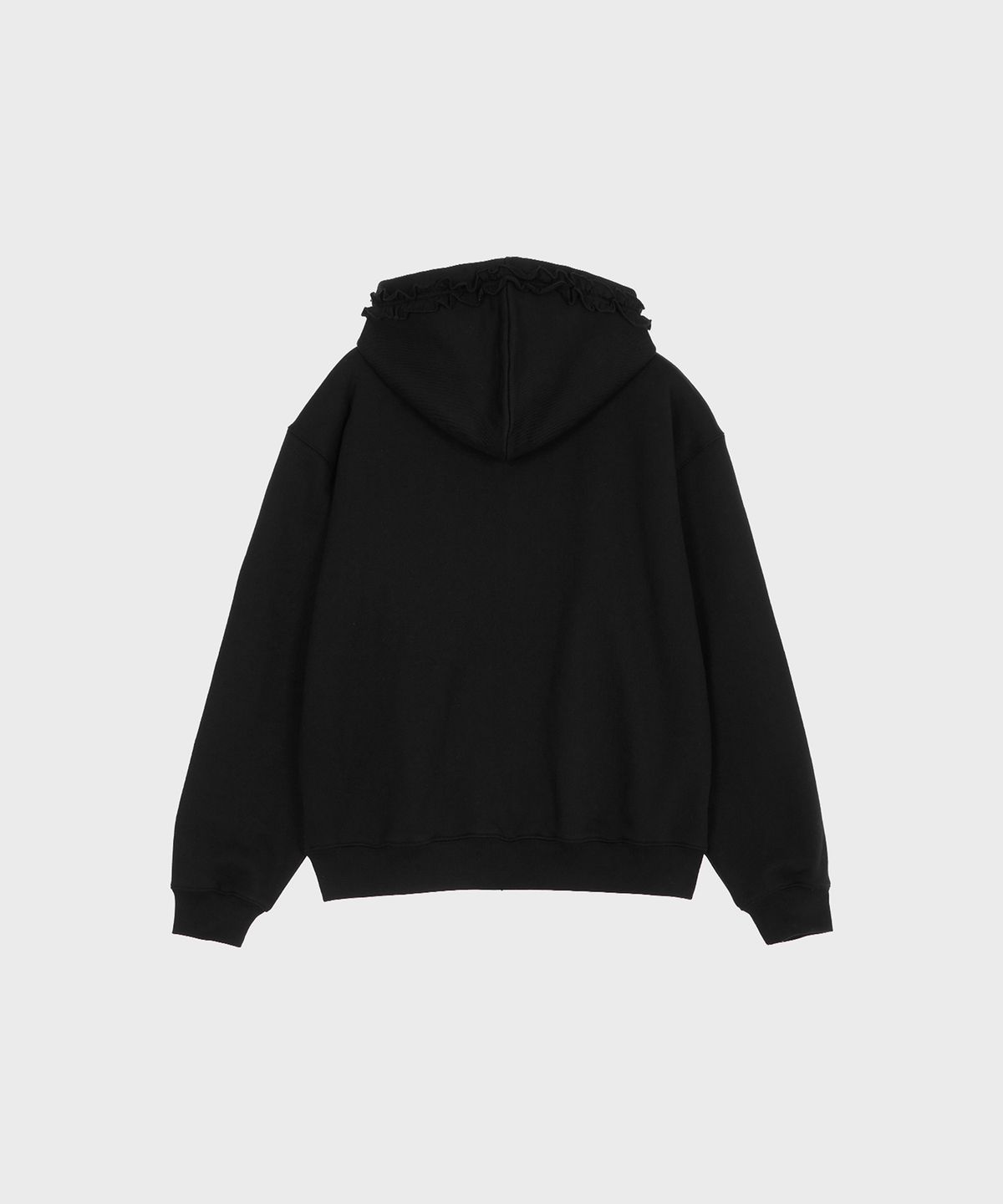 알키알카(ALKI ALKA) Frill Hoodie Zip-up (Black)