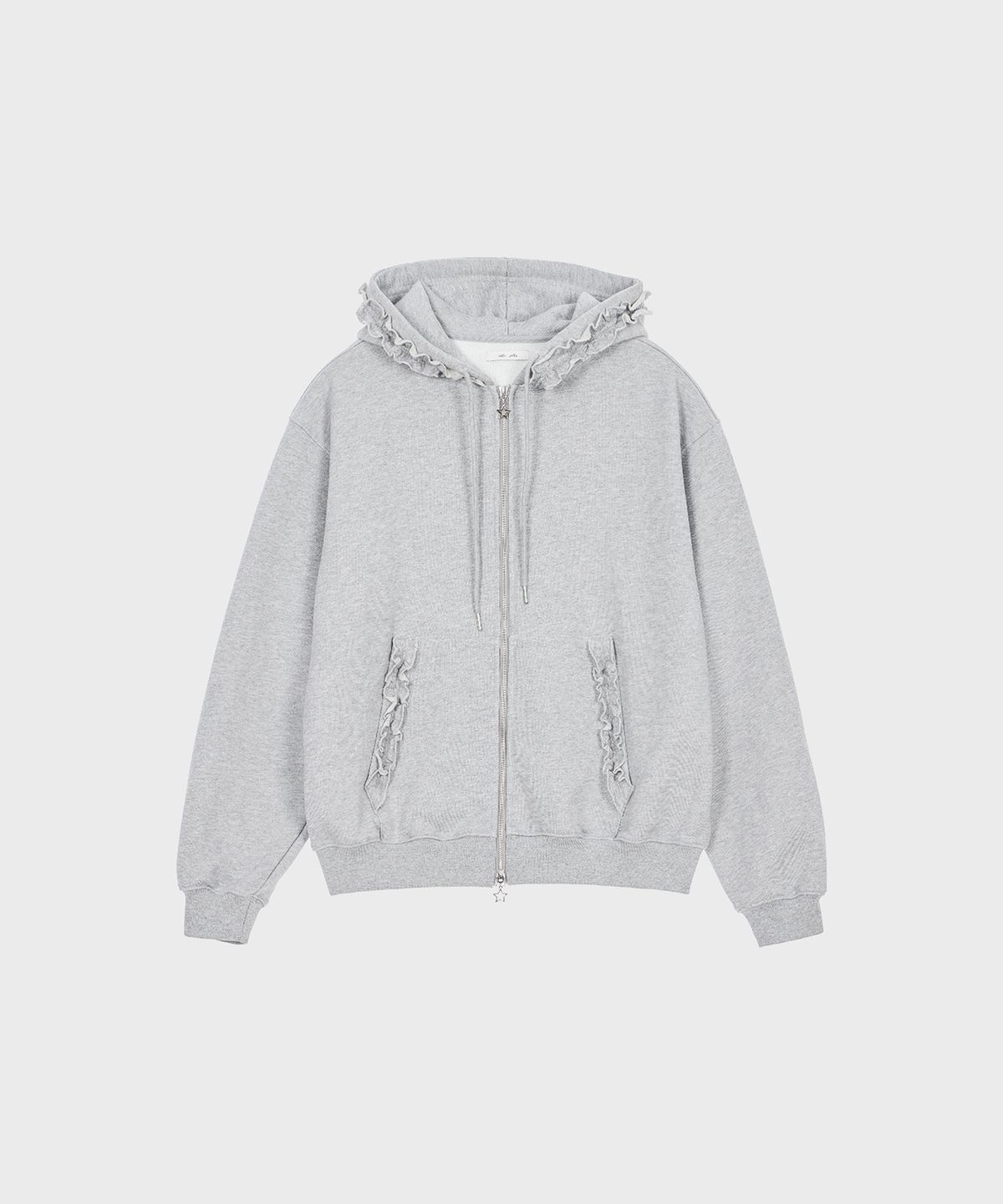 알키알카(ALKI ALKA) Frill Hoodie Zip-up (Gray)