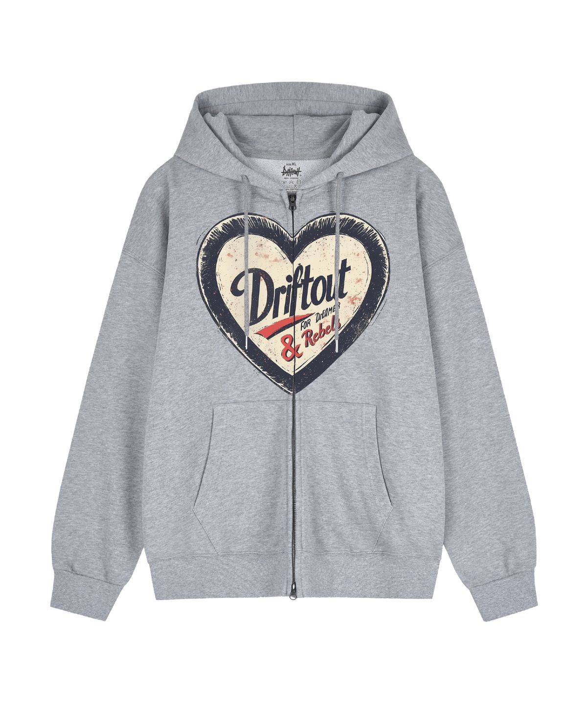 드리프트아웃(DRIFTOUT) 더블 레이어 레벨 하트 2웨이 후드 집업 (2color)