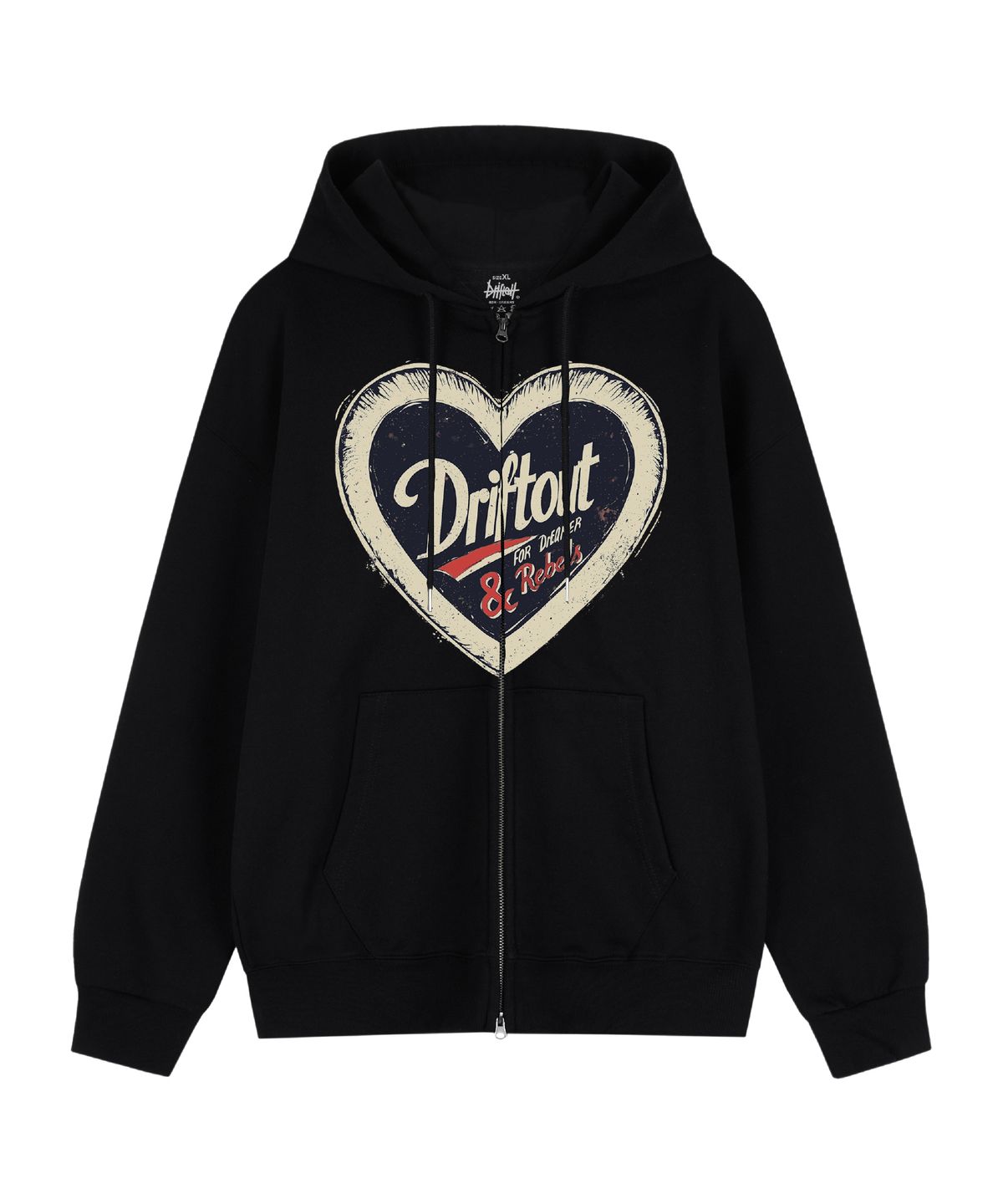 드리프트아웃(DRIFTOUT) 더블 레이어 레벨 하트 2웨이 후드 집업 (2color)
