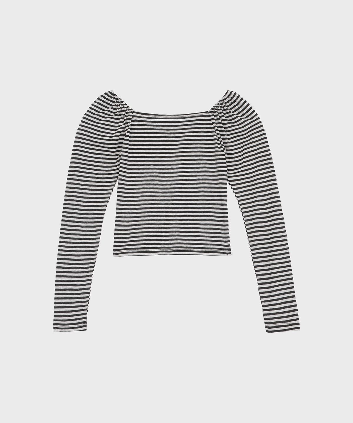 알키알카(ALKI ALKA) Heart-neck Long Sleeve (Stripe Black)
