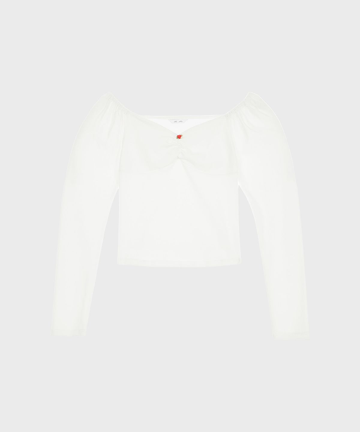 알키알카(ALKI ALKA) Heart-neck Long Sleeve (White)