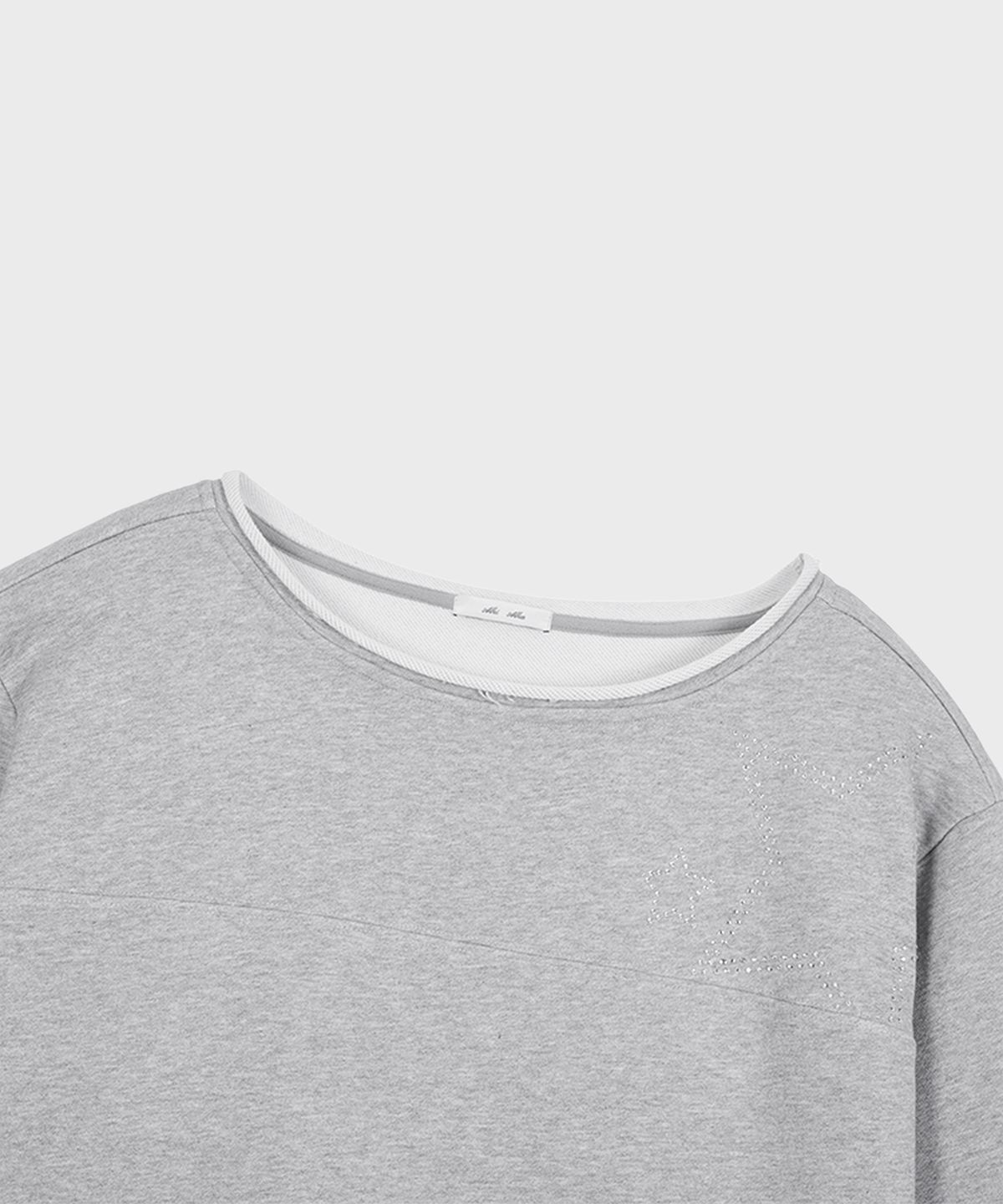 알키알카(ALKI ALKA) Star Off-shoulder Sweatshirt (Gray)