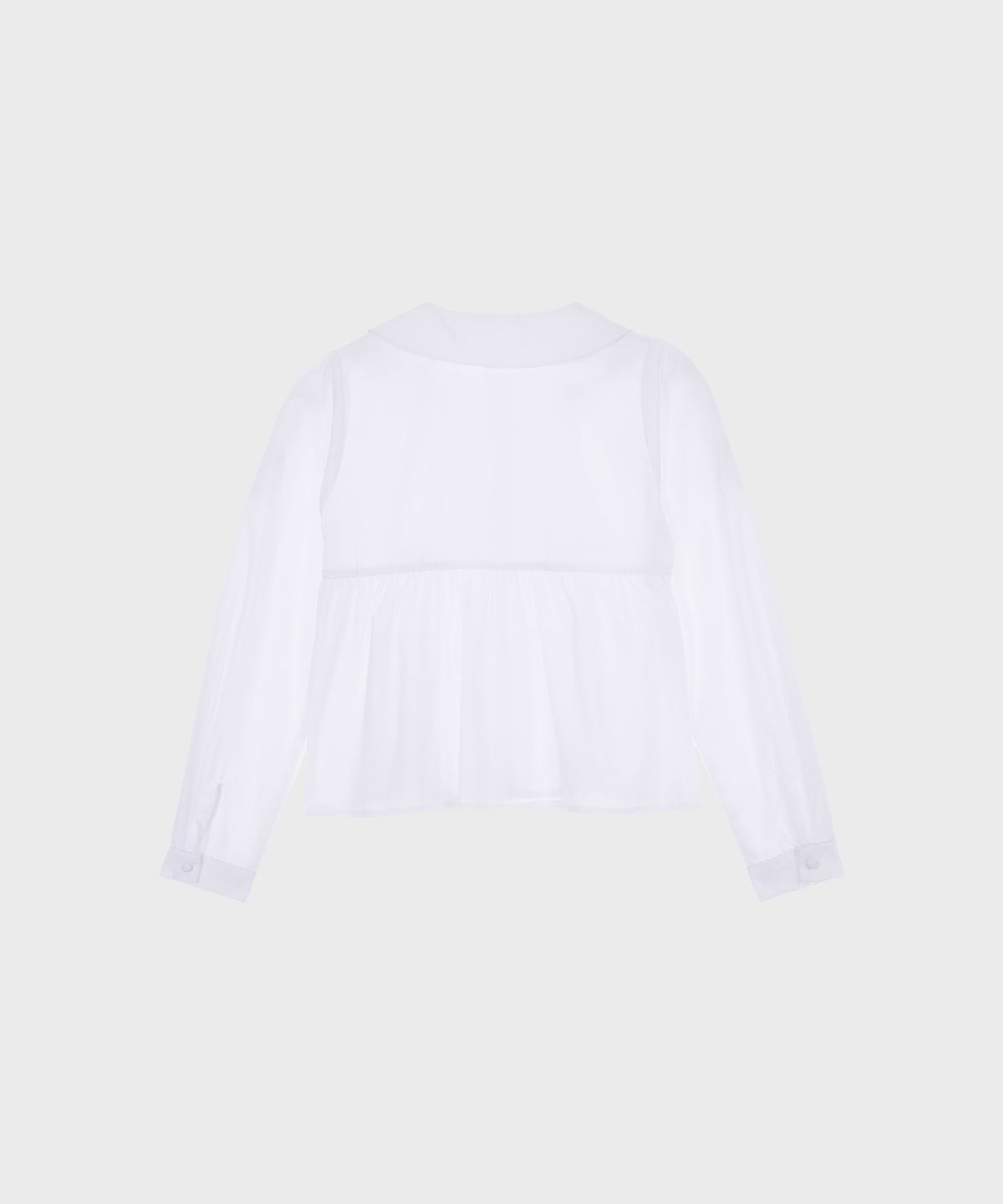 알키알카(ALKI ALKA) Round Collar Shirring Blouse (White)
