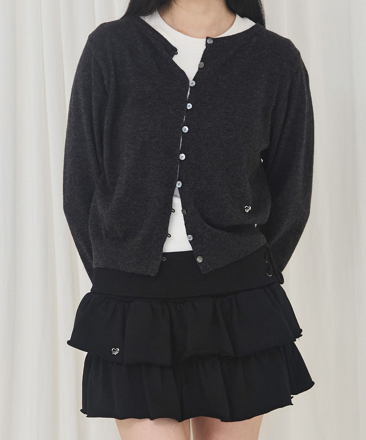 알키알카(ALKI ALKA) Ruffle Jersey Skirt (Black)