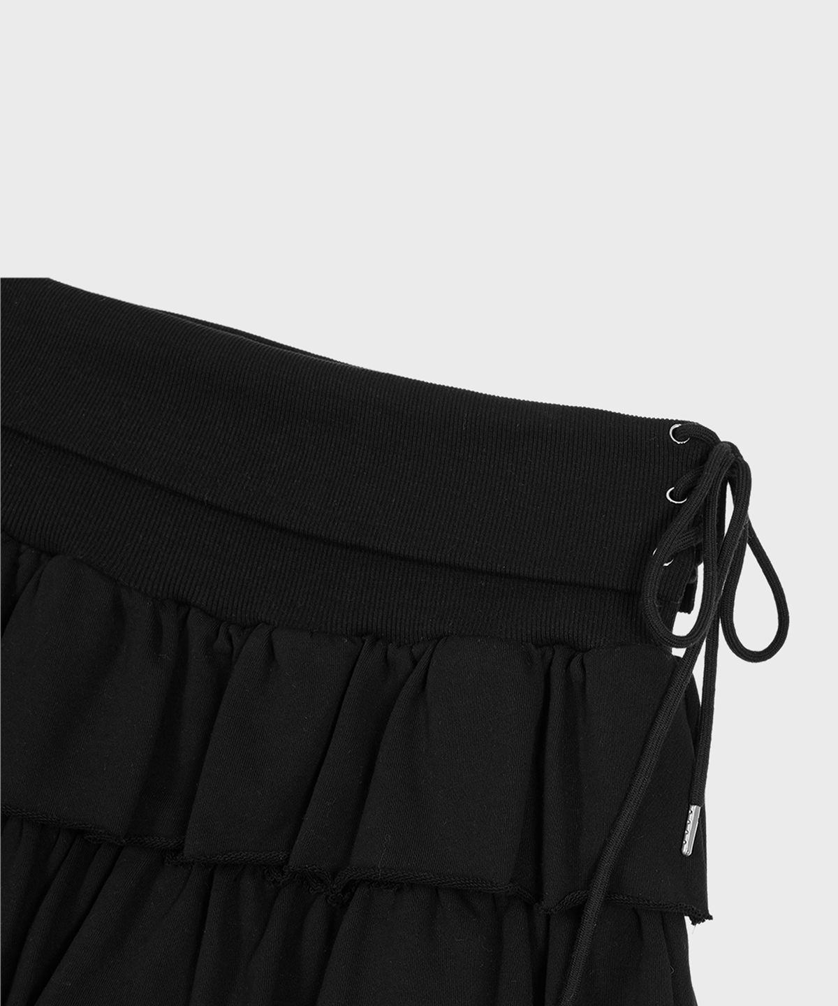 알키알카(ALKI ALKA) Ruffle Jersey Skirt (Black)