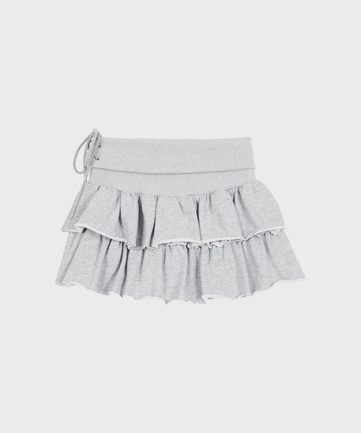 알키알카(ALKI ALKA) Ruffle Jersey Skirt (Gray)