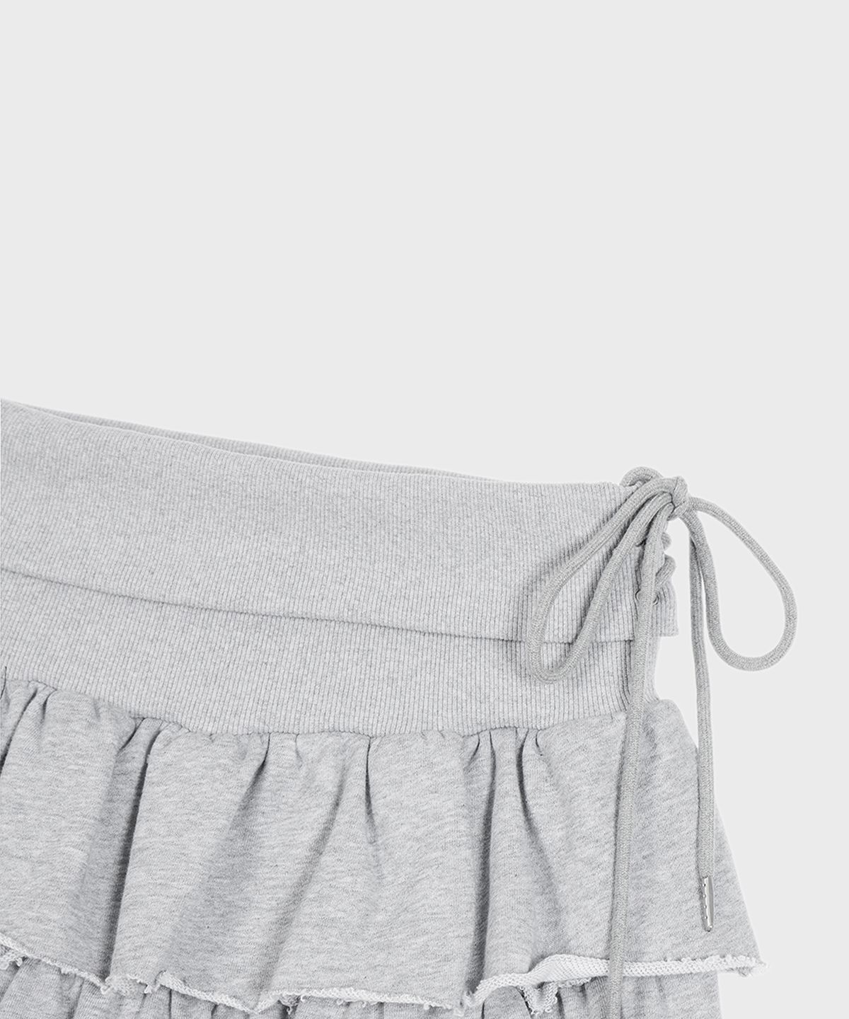 알키알카(ALKI ALKA) Ruffle Jersey Skirt (Gray)