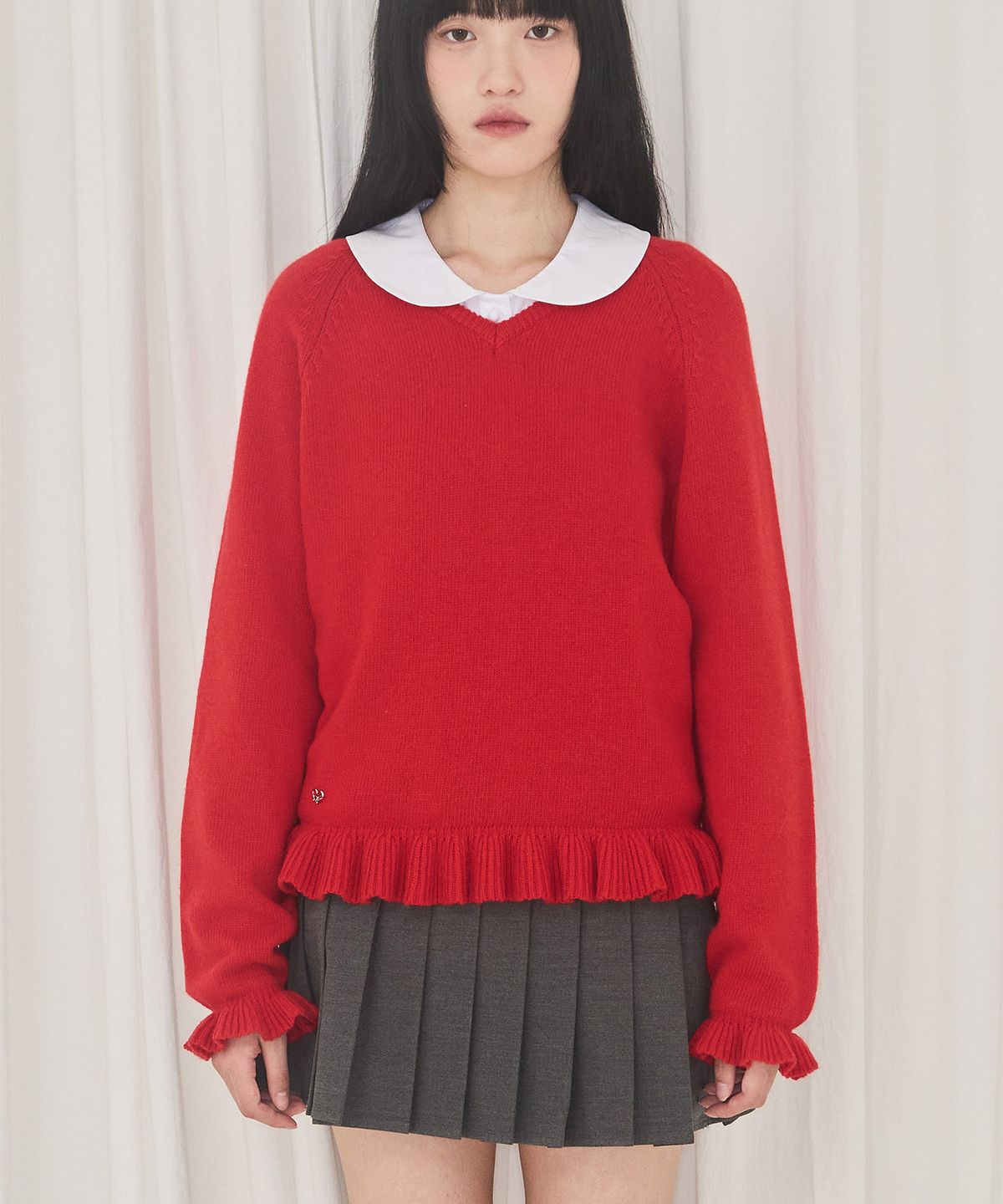 알키알카(ALKI ALKA) Panel Pleat Skirt (Charcoal)