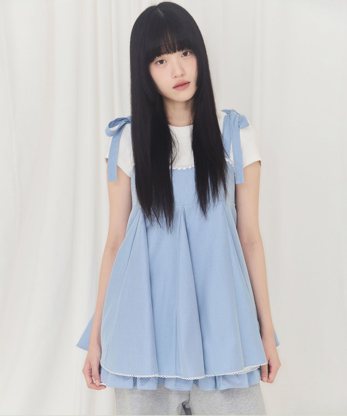 알키알카(ALKI ALKA) Balloon Mini Dress (Light Blue)