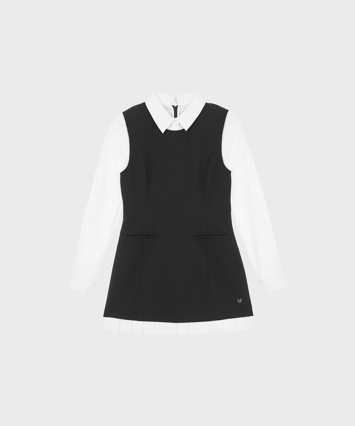 알키알카(ALKI ALKA) Pleated Layered Dress (Black)