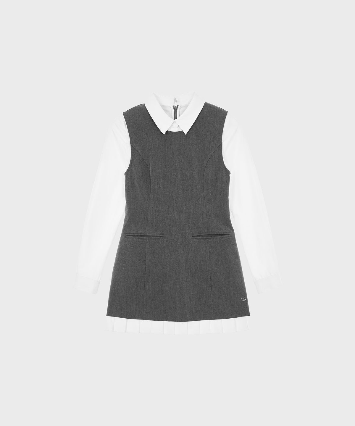 알키알카(ALKI ALKA) Pleated Layered Dress (Charcoal)