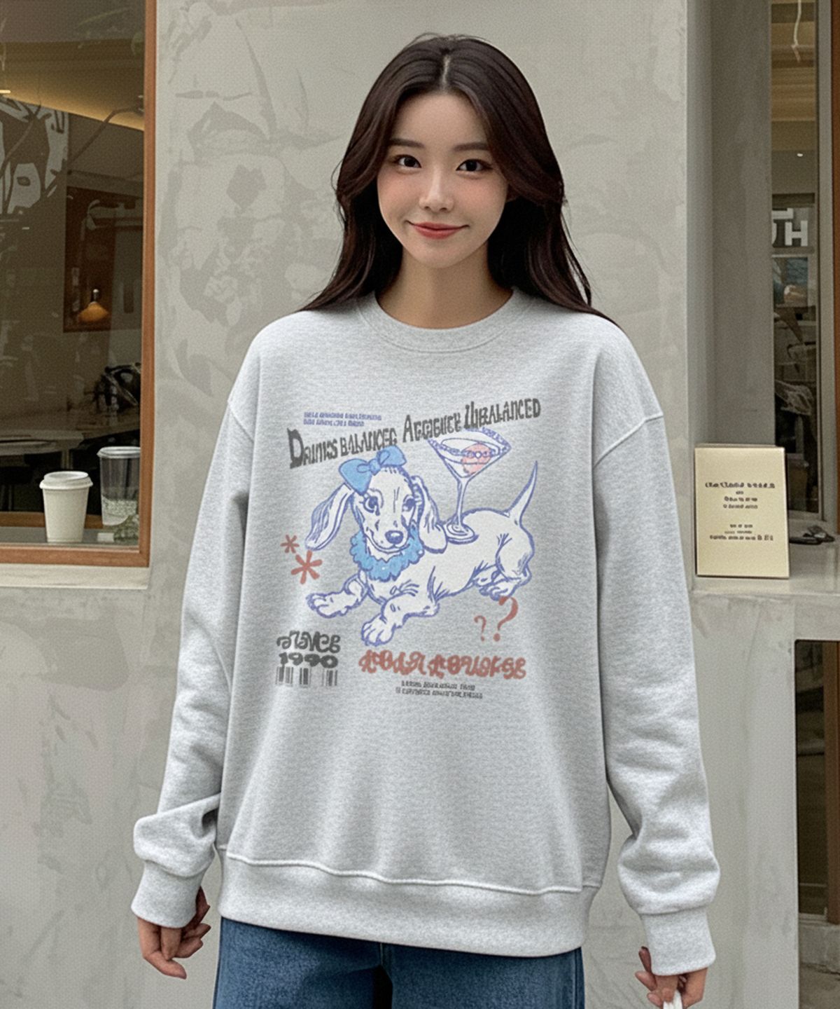 컬로라(COLORA) 빈티지 칵테일 퍼피 스웻셔츠 (3color)