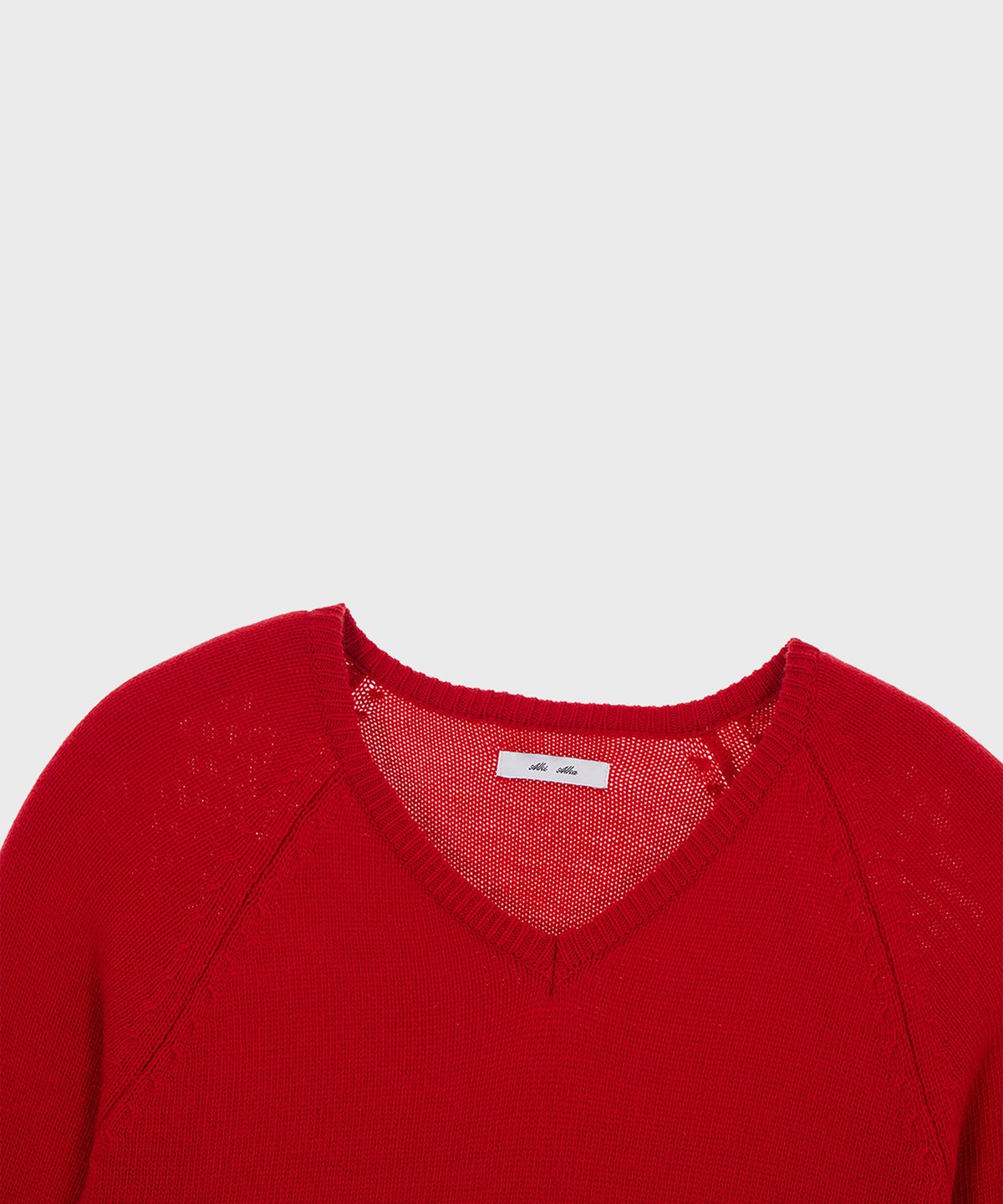 알키알카(ALKI ALKA) V-Neck Frill Knit (Red)