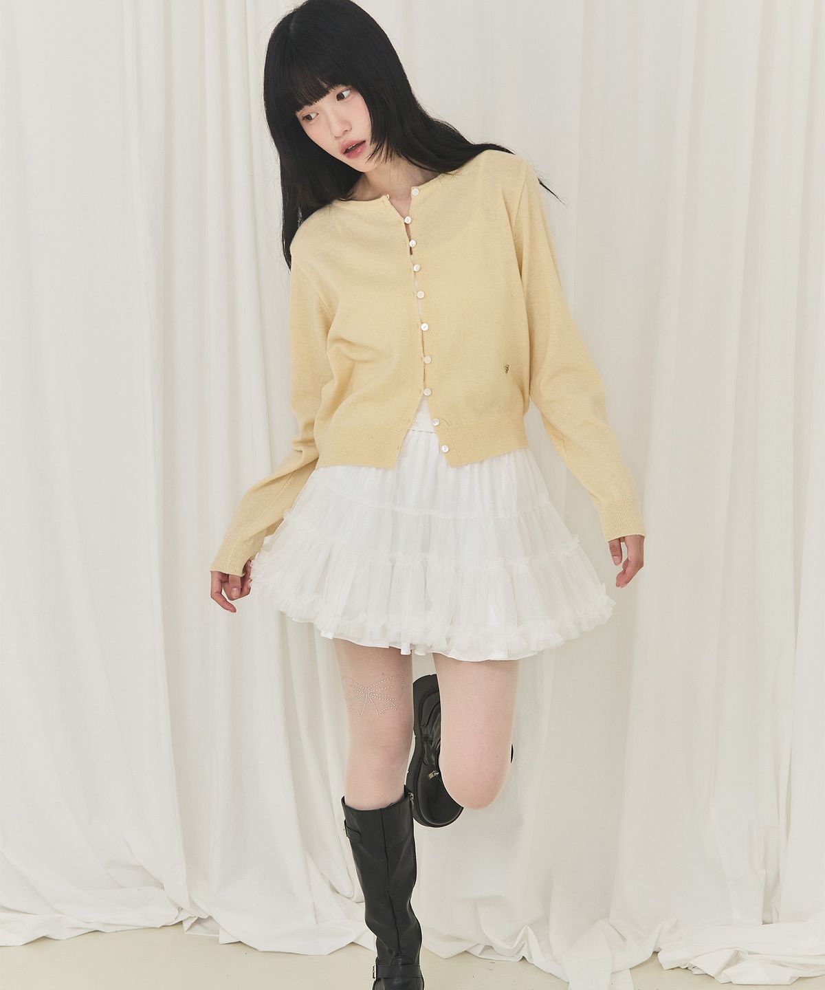 알키알카(ALKI ALKA) Basic Round Cardigan (Butter)