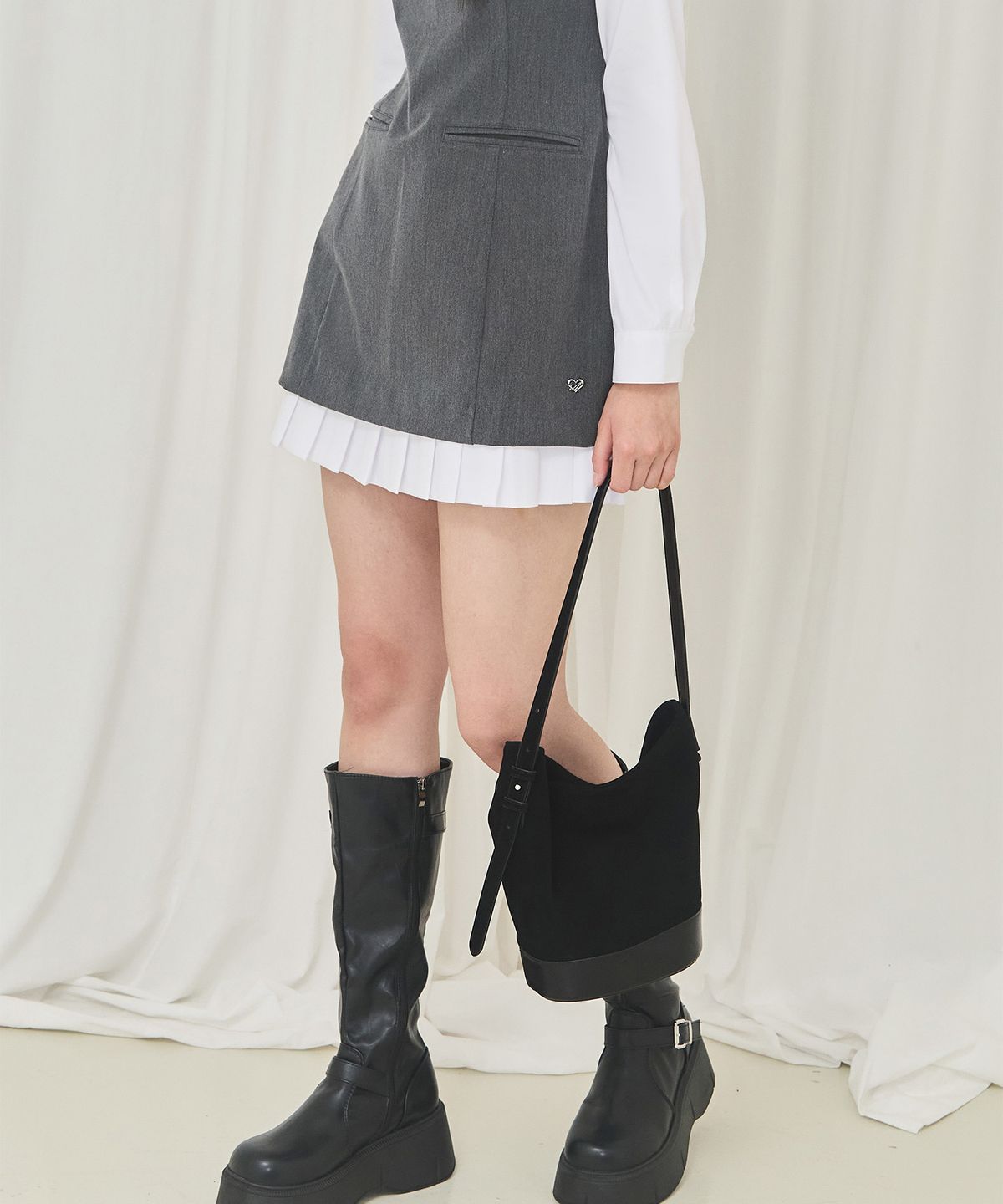 알키알카(ALKI ALKA) Combo Bucket Bag (Black)