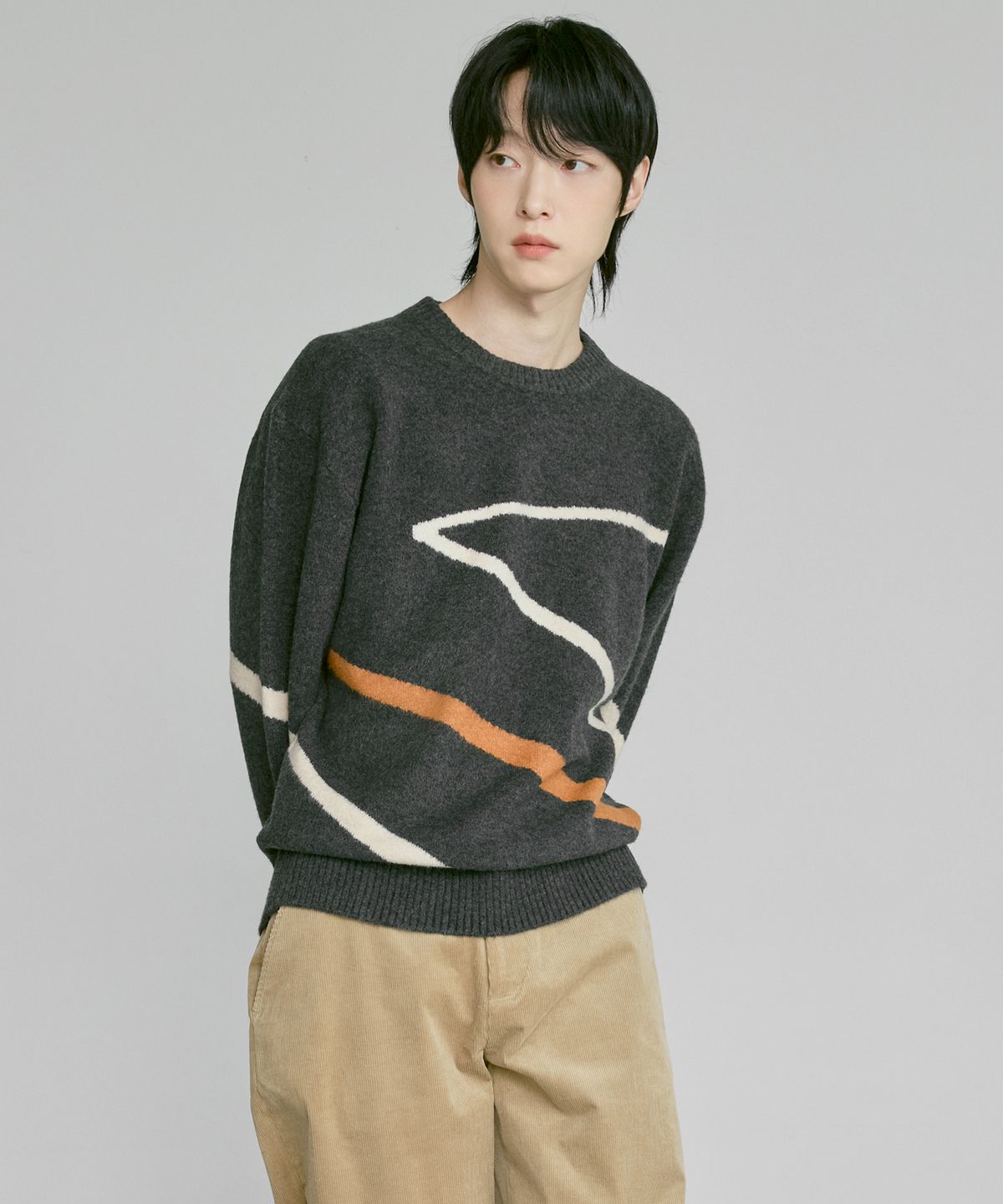 210에디트(210EDIT) 포실니트 라인블럭 디자인물 [차콜]_ZF4SW084
