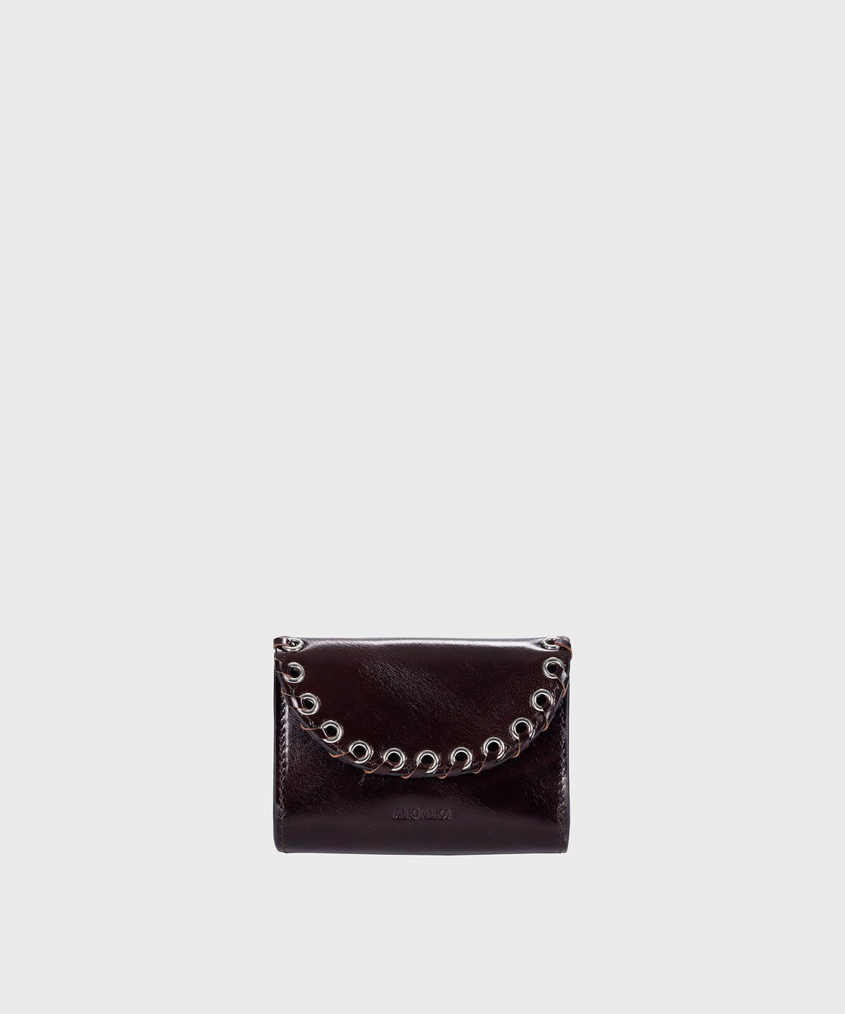 알키알카(ALKI ALKA) Eyelet Card Wallet (Choco Brown)